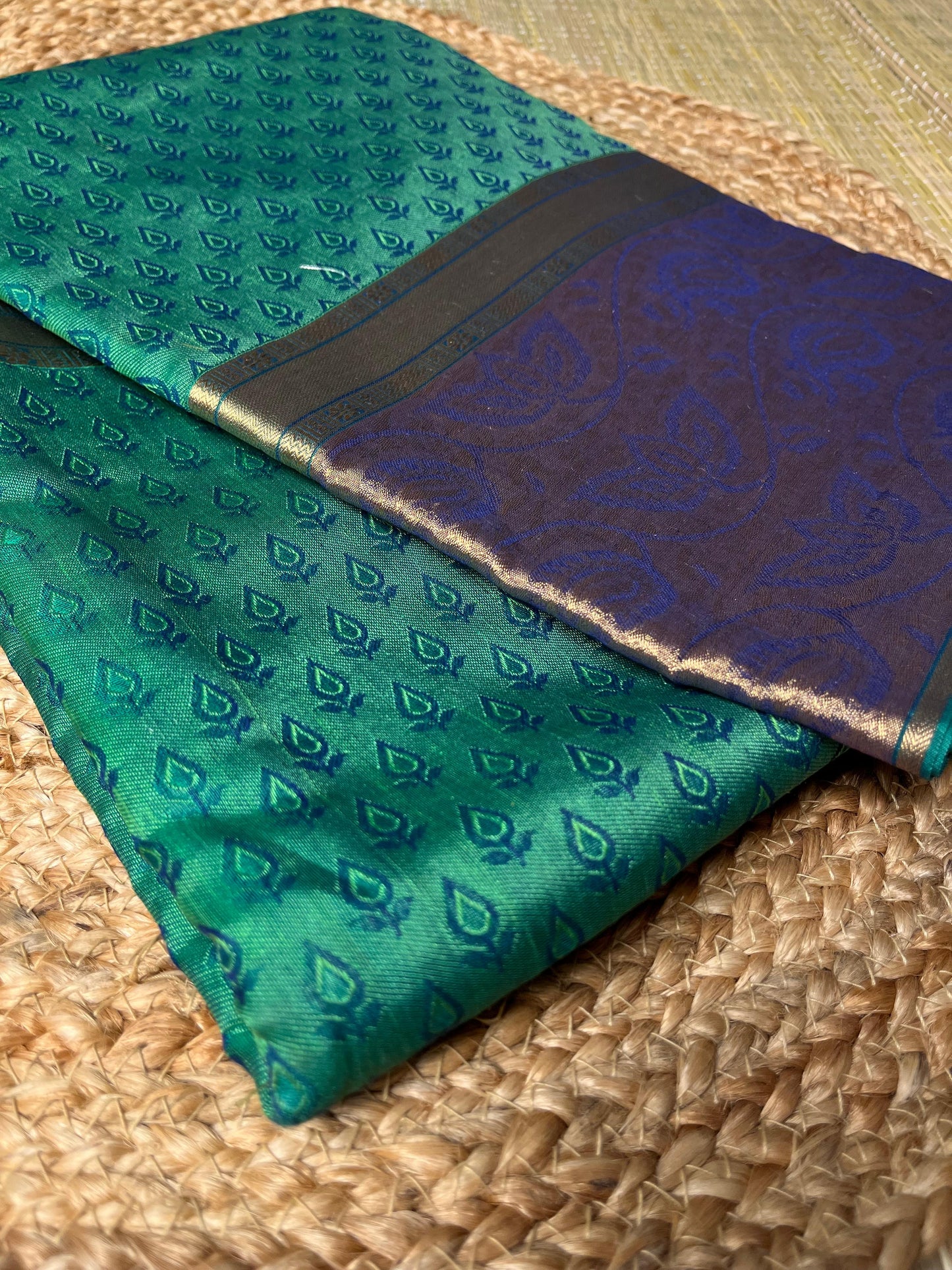 Banarasi Green Cotton Buti Saree