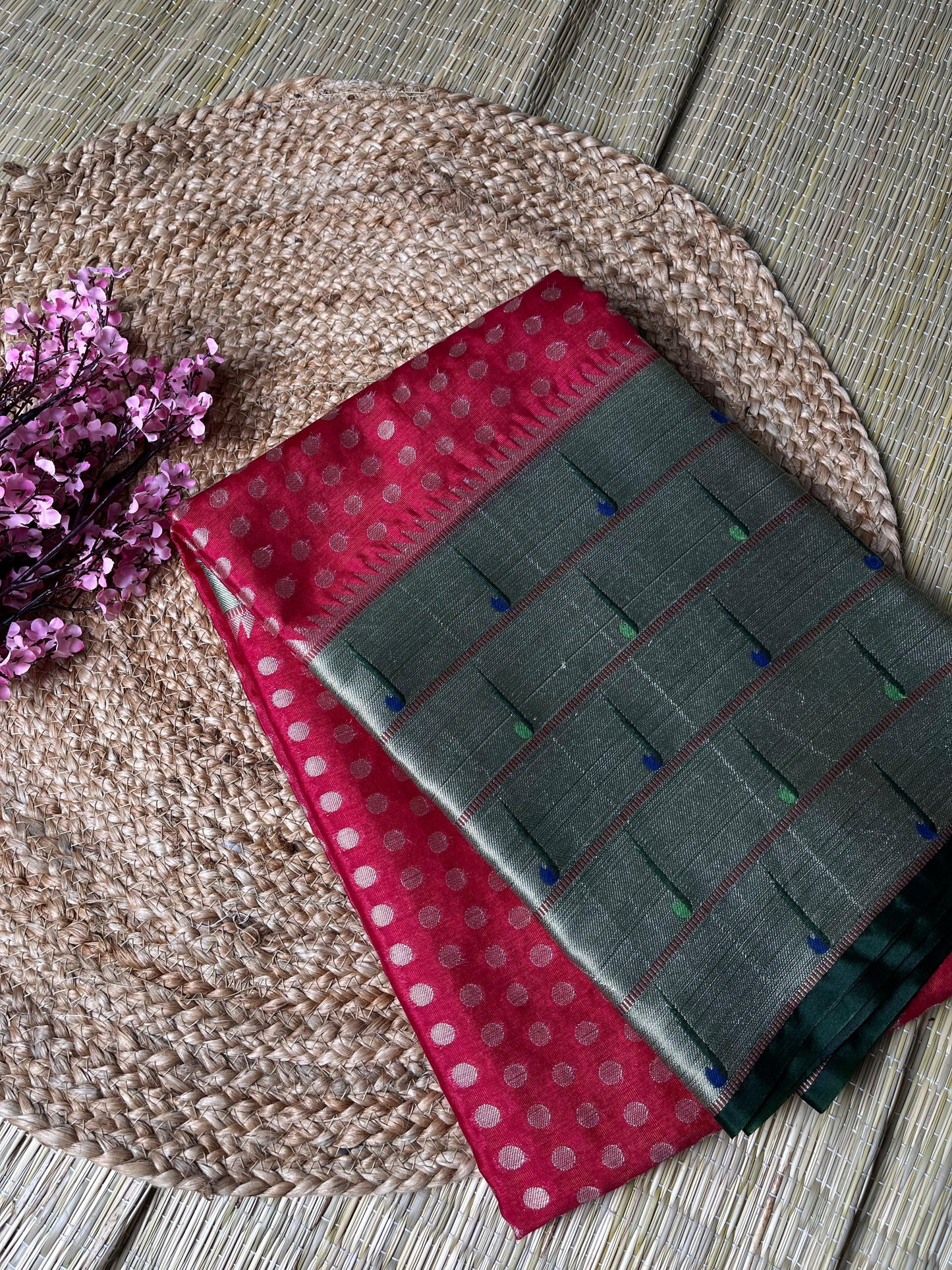 Fancy Pathni Red Organza Banarasi Saree