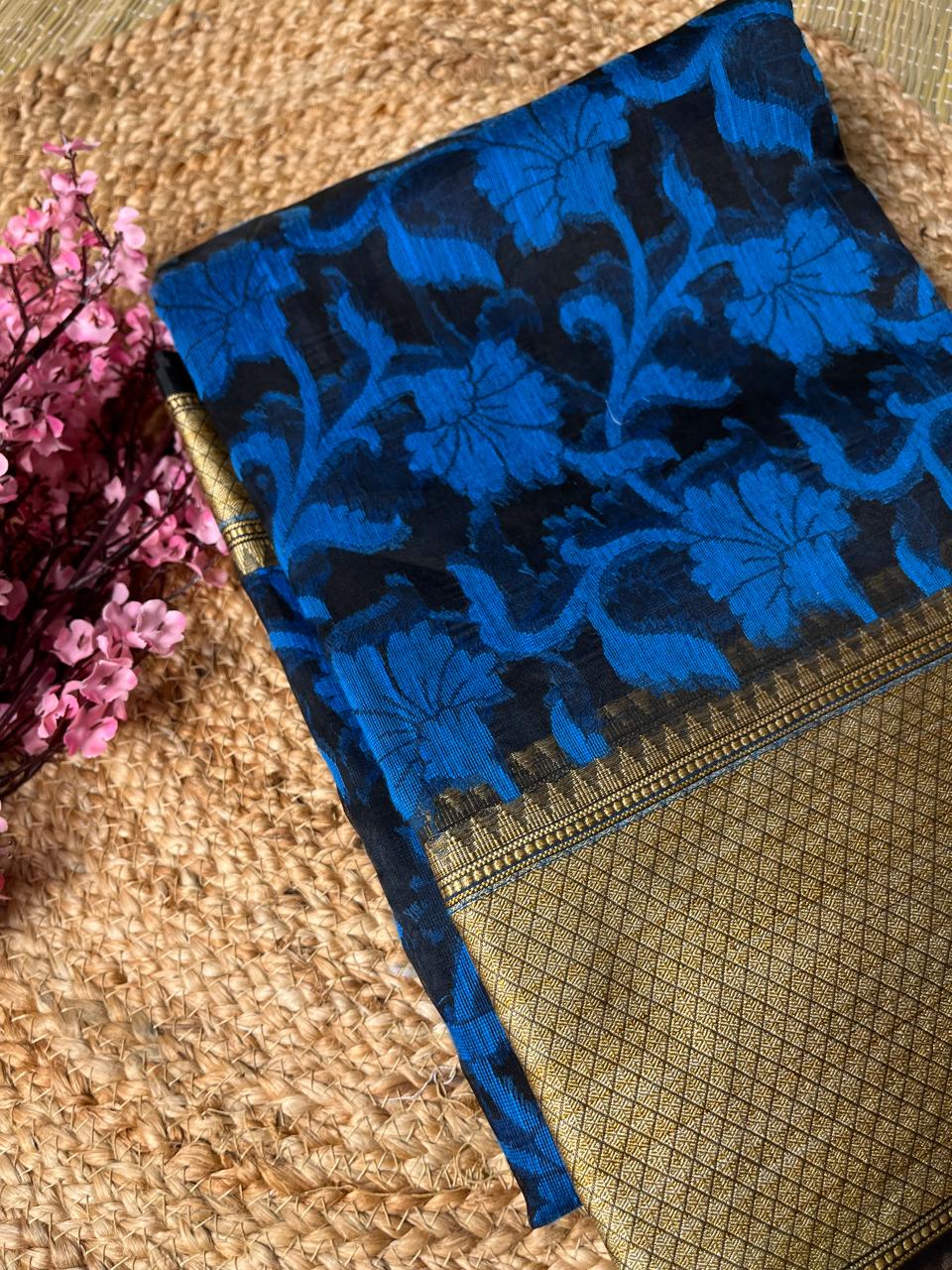 Banarasi Red Cotton Saree Jaal