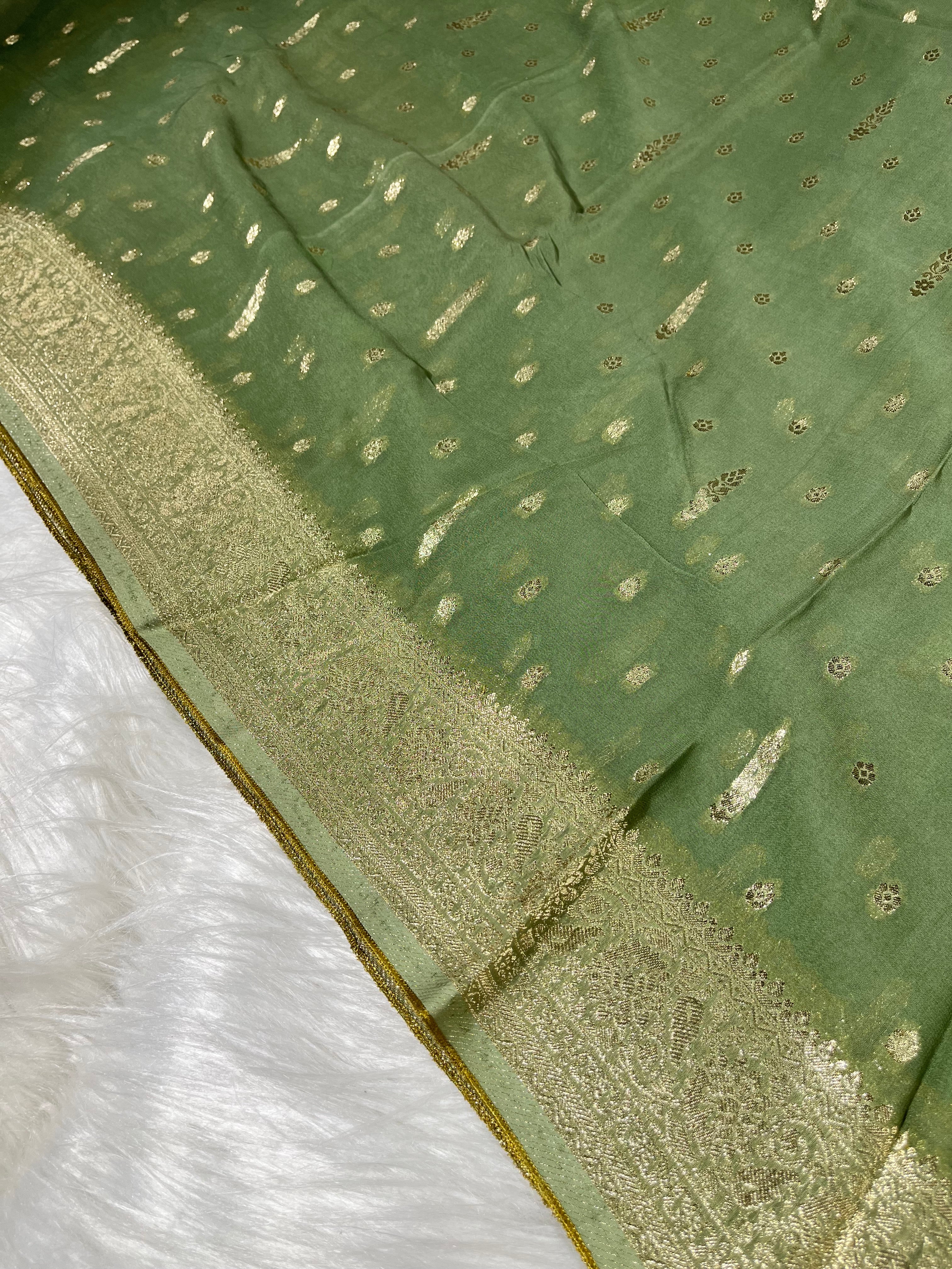 Sea Green Khaddi Georgette Saree KHD-003-SGR