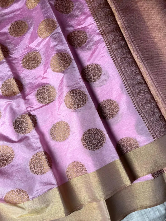 Banarasi Cotton Saree Pink Shade Boota