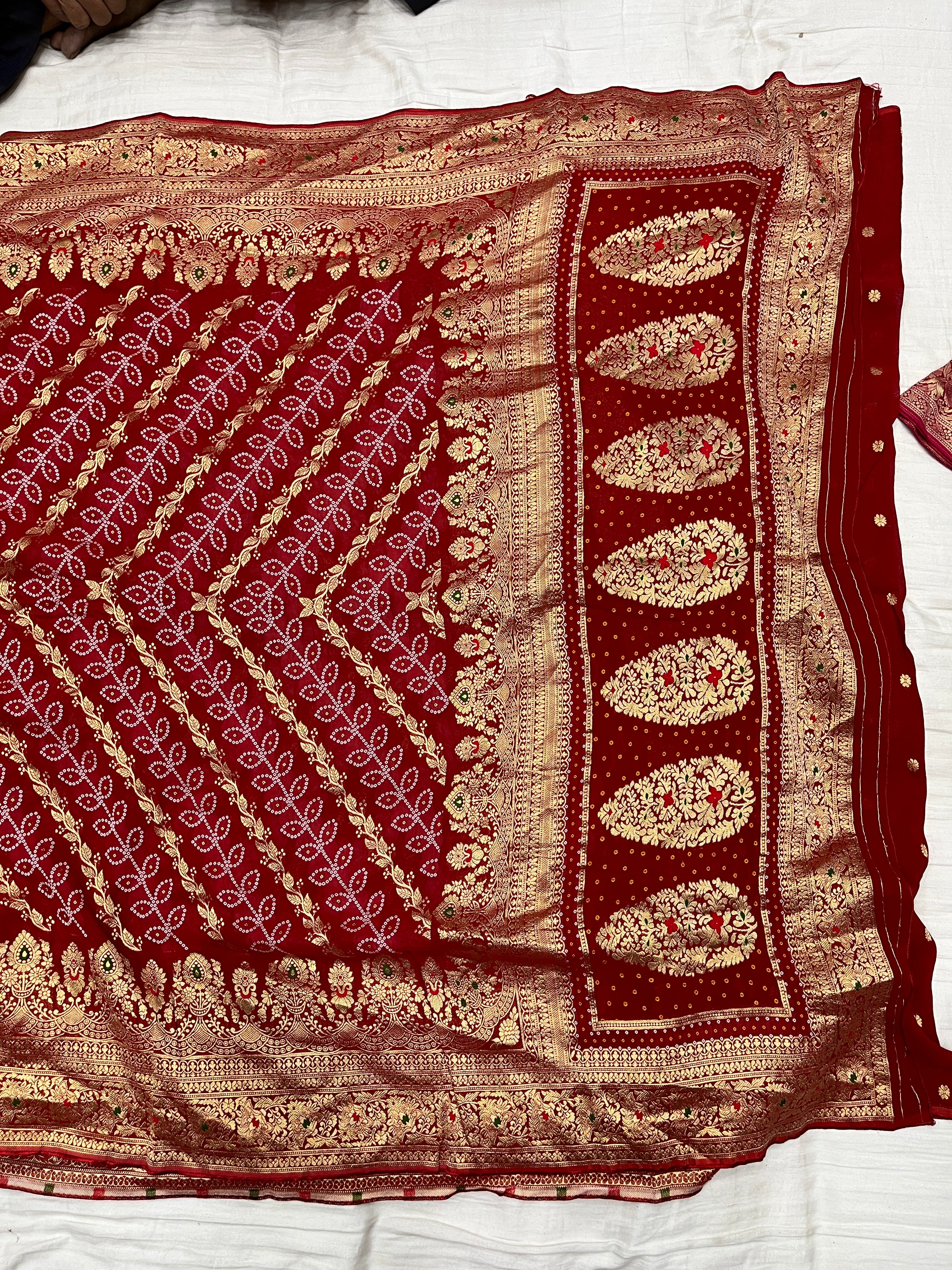 Stripe Khaddi Georgette Bandani Saree