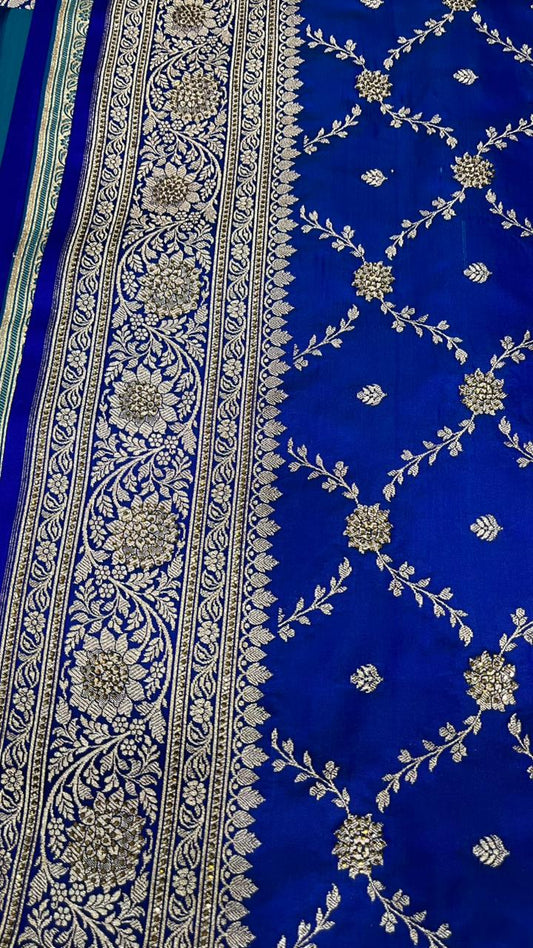 Royal Blue Banarasi Satin Silk