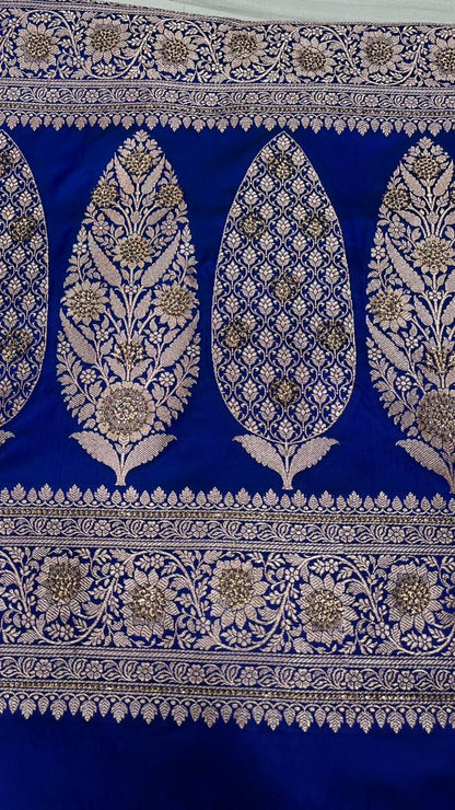Royal Blue Banarasi Satin Silk