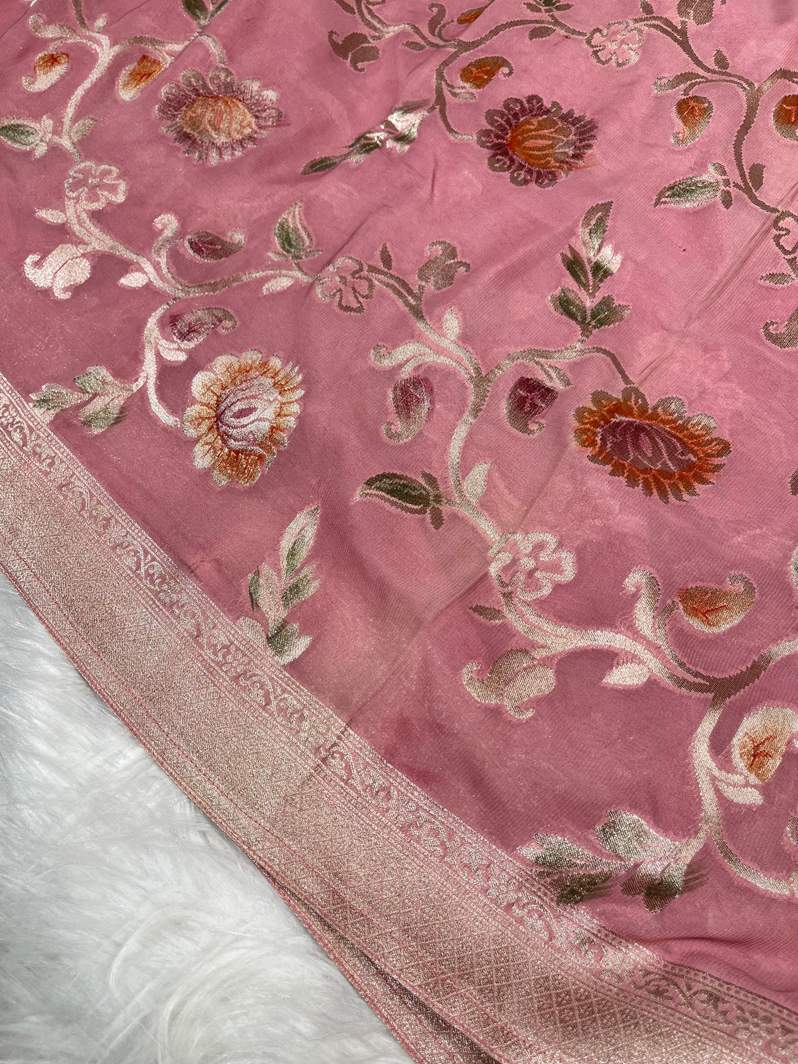 Pink Viscose Khaddi Handbrush Saree VKHD-002-PINK