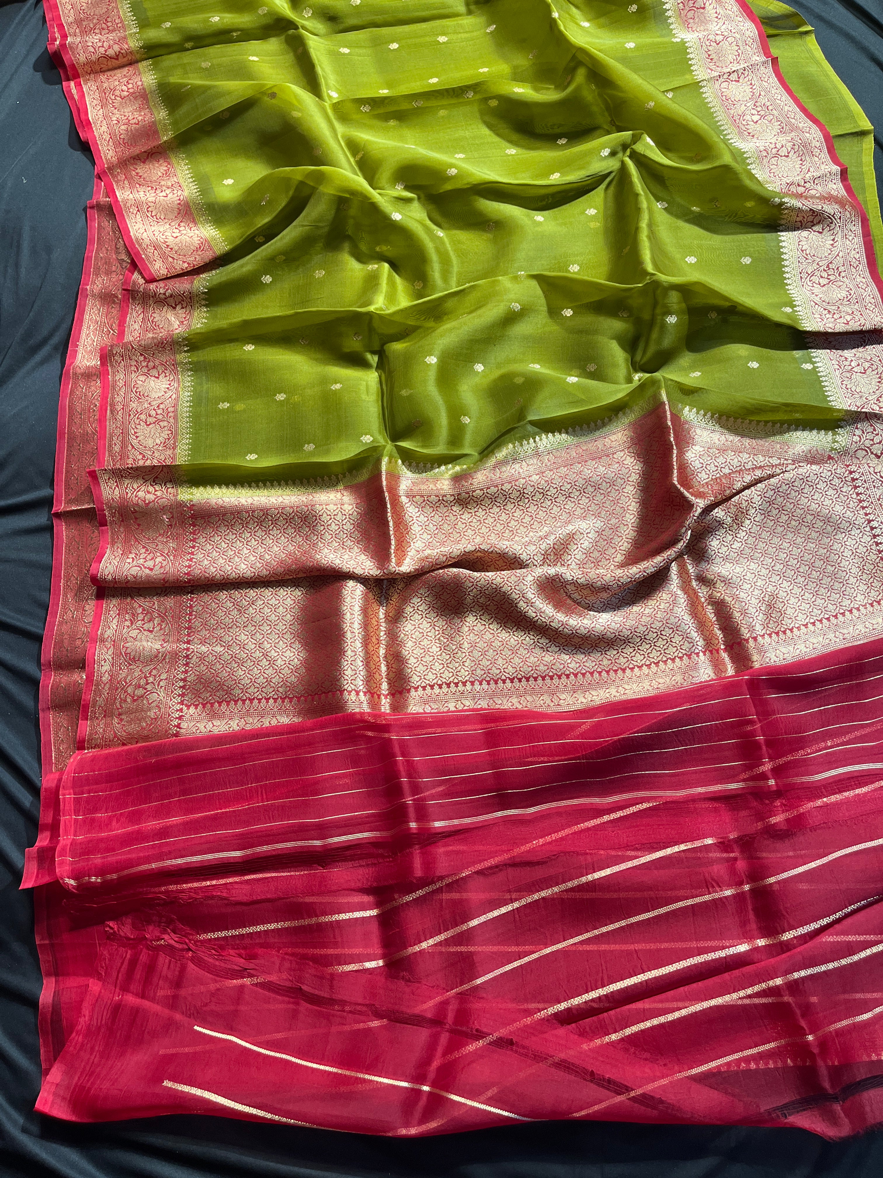 Pure Handloom Orgaza Silk Kadua weave Saree