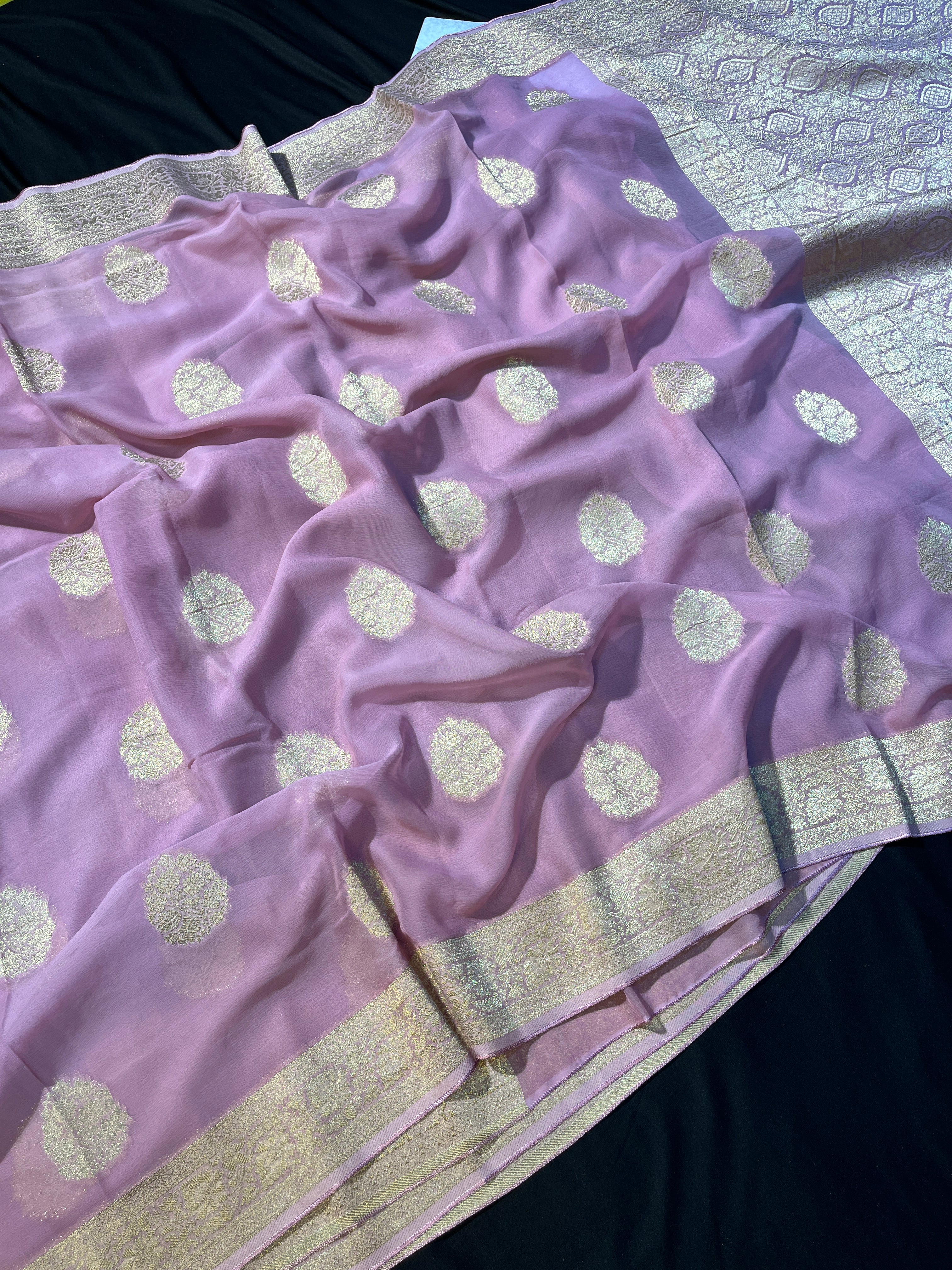 Dusty Pink Khaddi Georgette Buta Saree - khdg-006-pnk