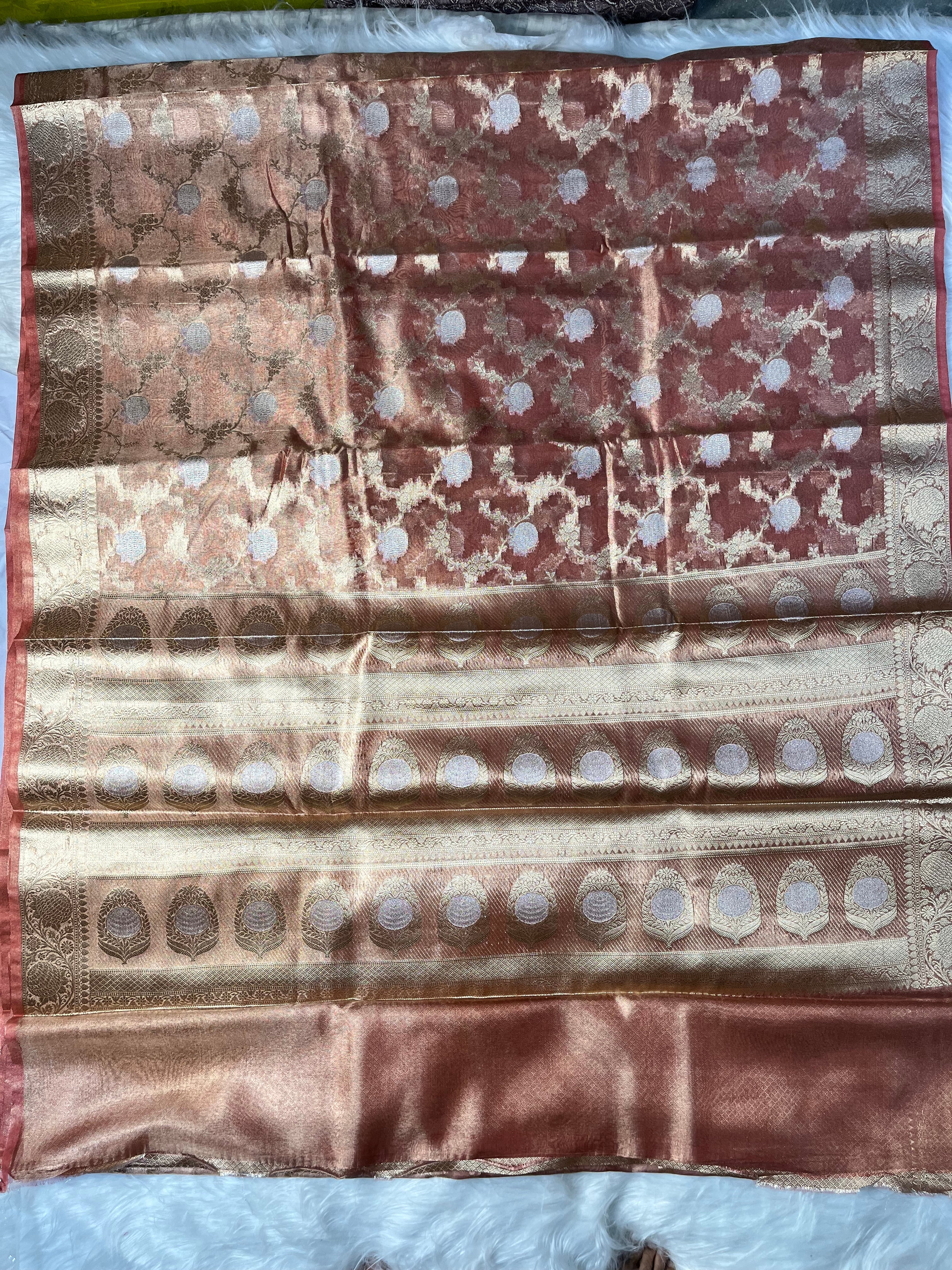 Tissue Alfi Jaal Saree TS-003-RST