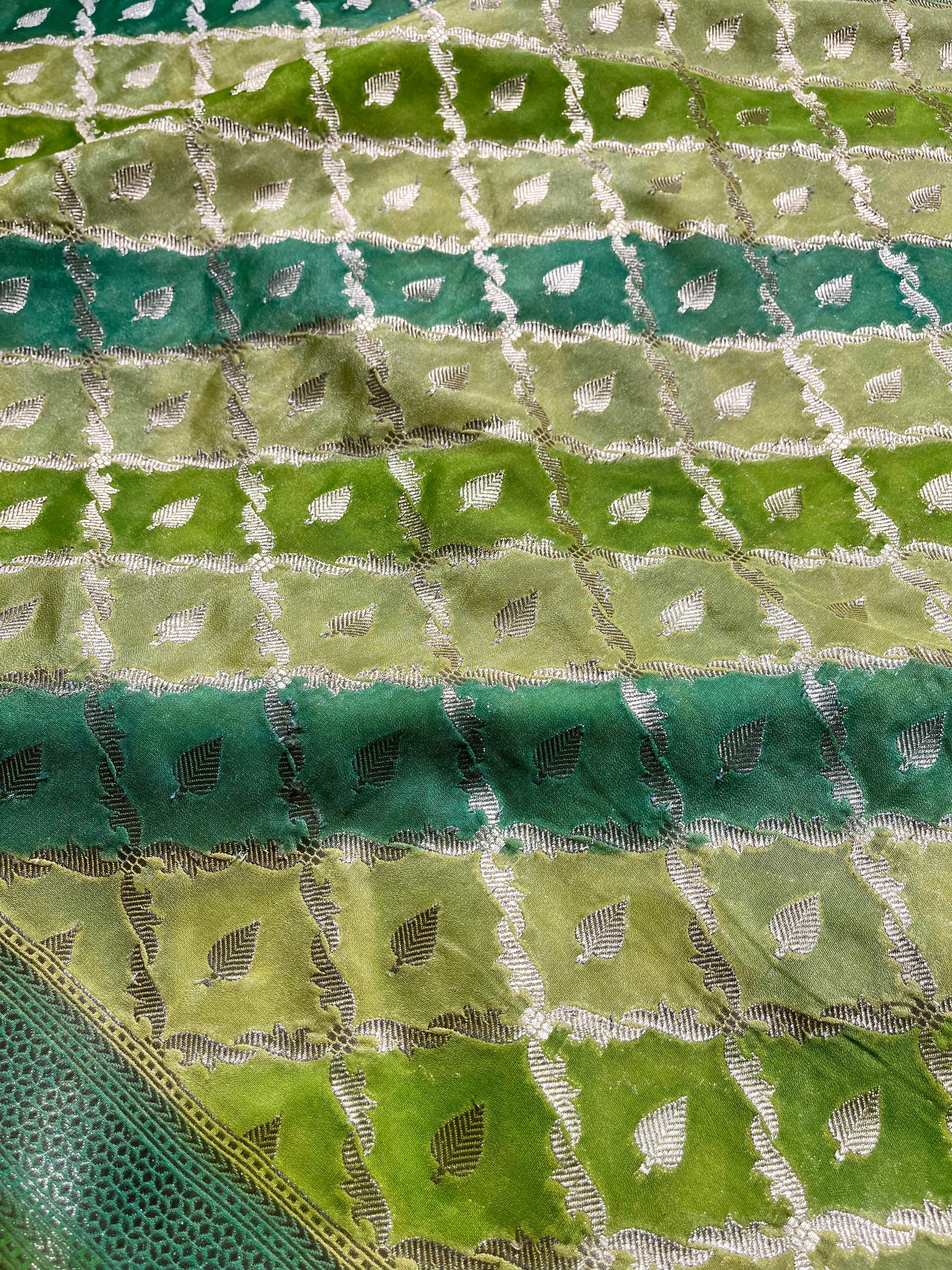 Teal green rangkart Khaddi Georgette Banarasi saree KHD-003-GRN