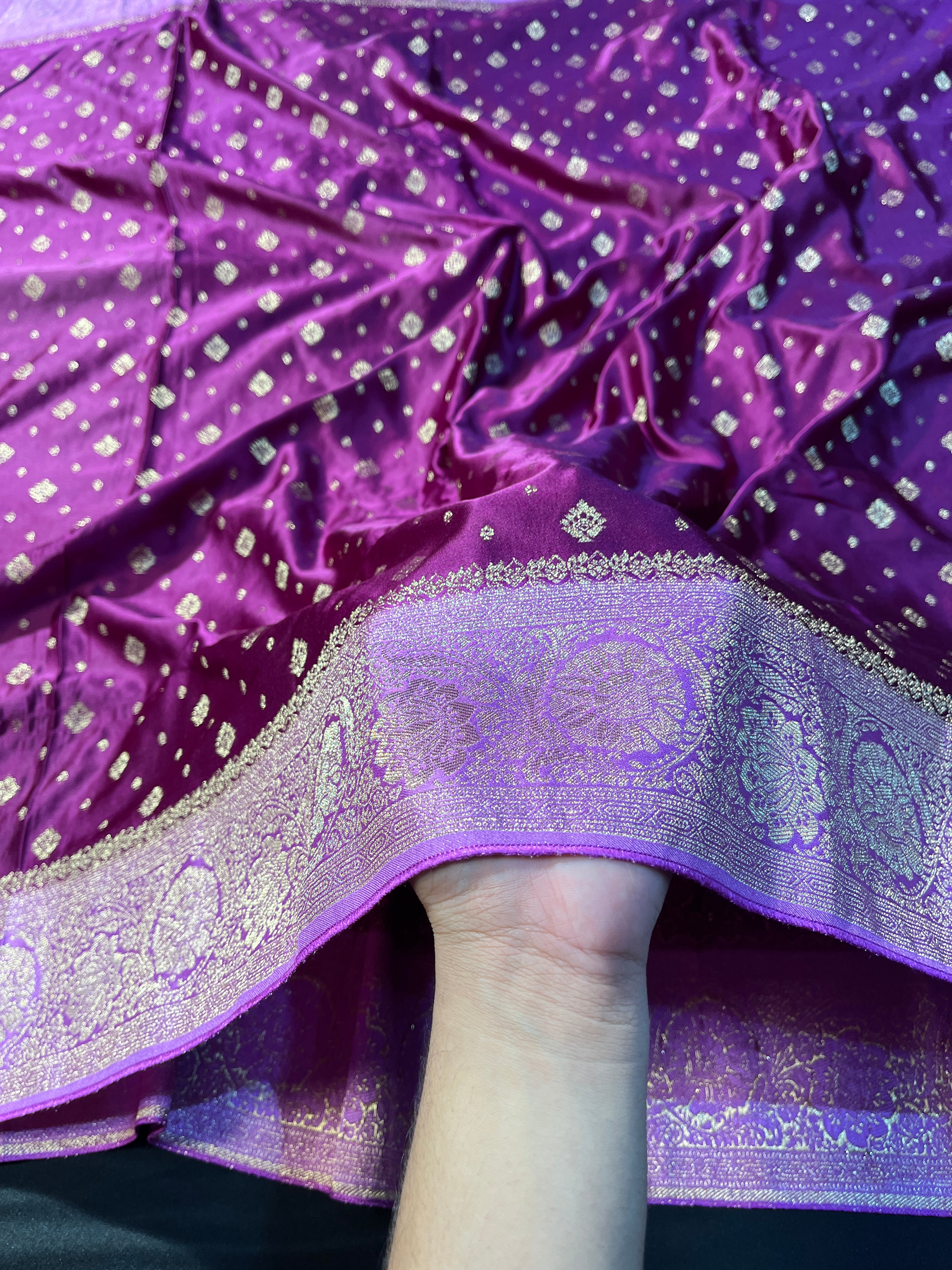 Mashru Satin Silk buti Light Deep