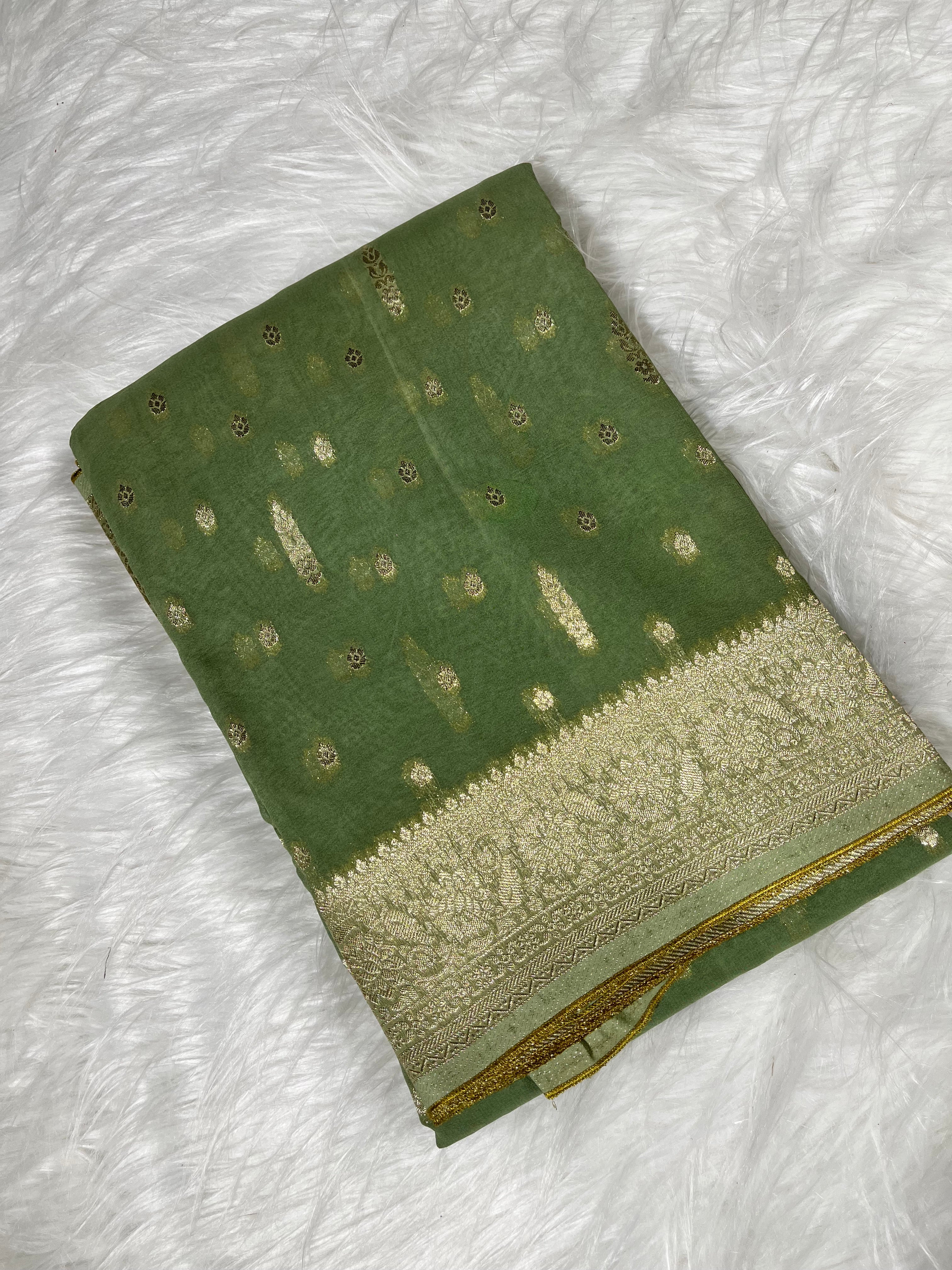 Sea Green Khaddi Georgette Saree KHD-003-SGR