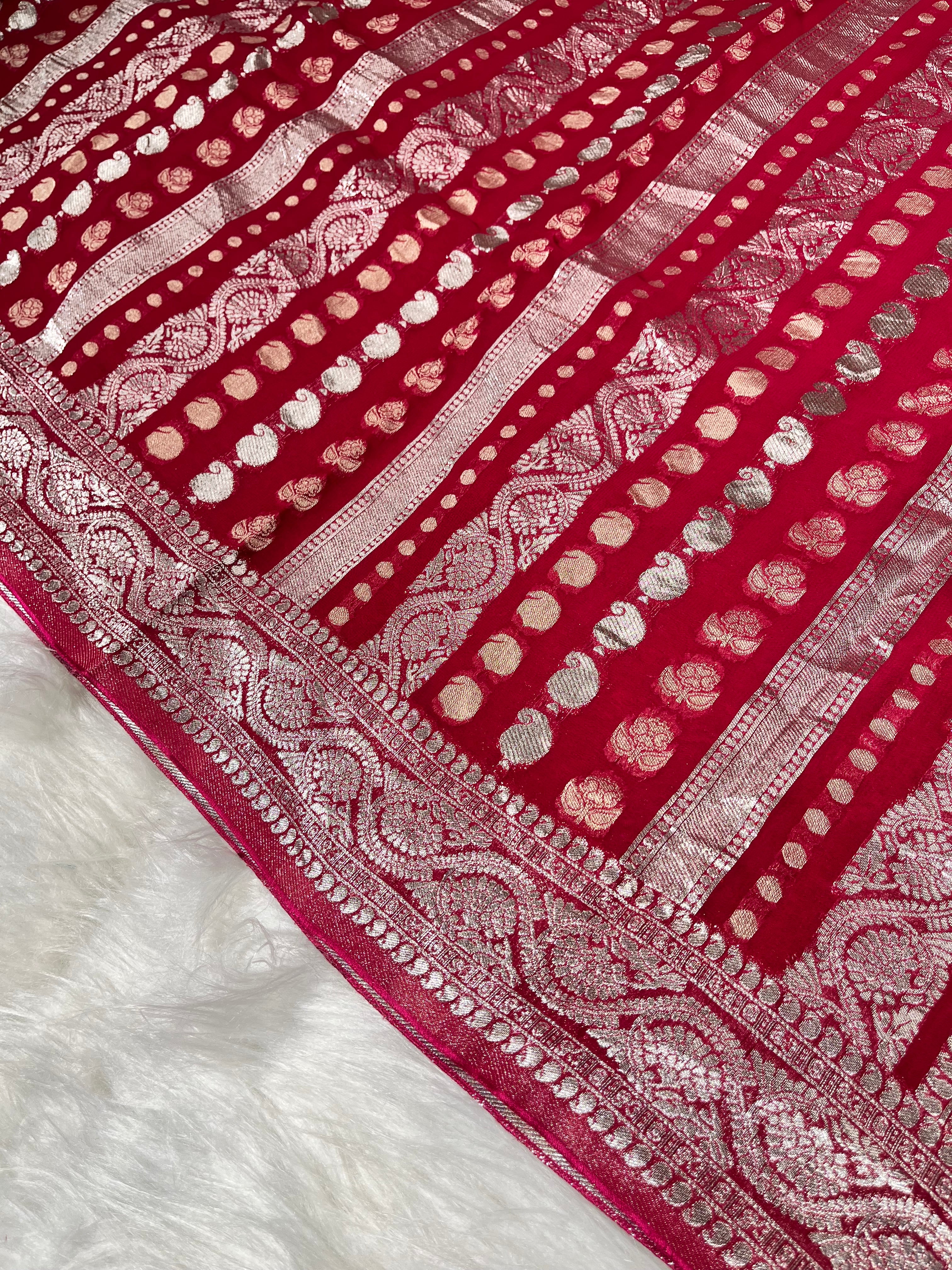 Red Georgette Saree KHD-001-RED