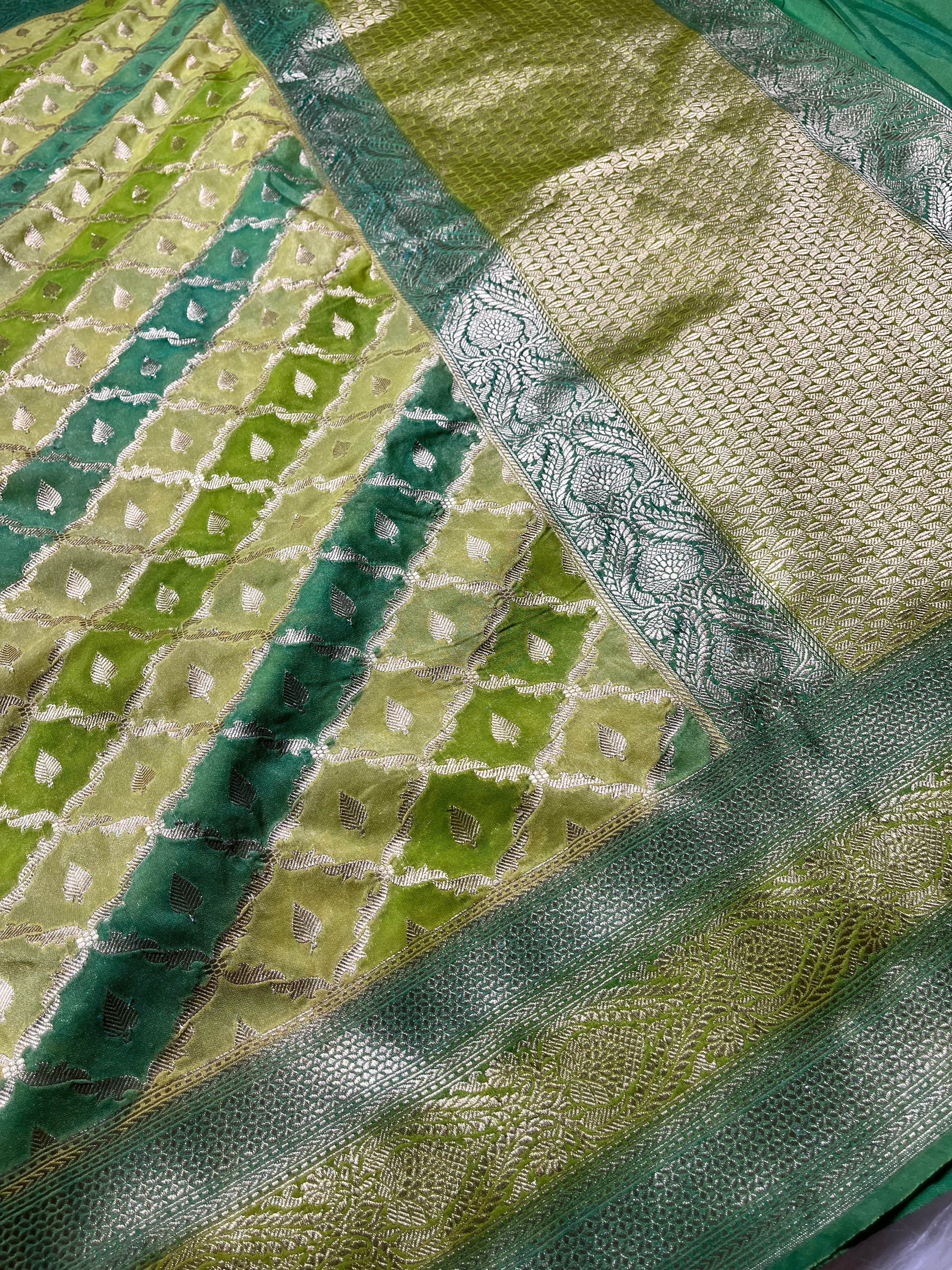 Teal green rangkart Khaddi Georgette Banarasi saree KHD-003-GRN