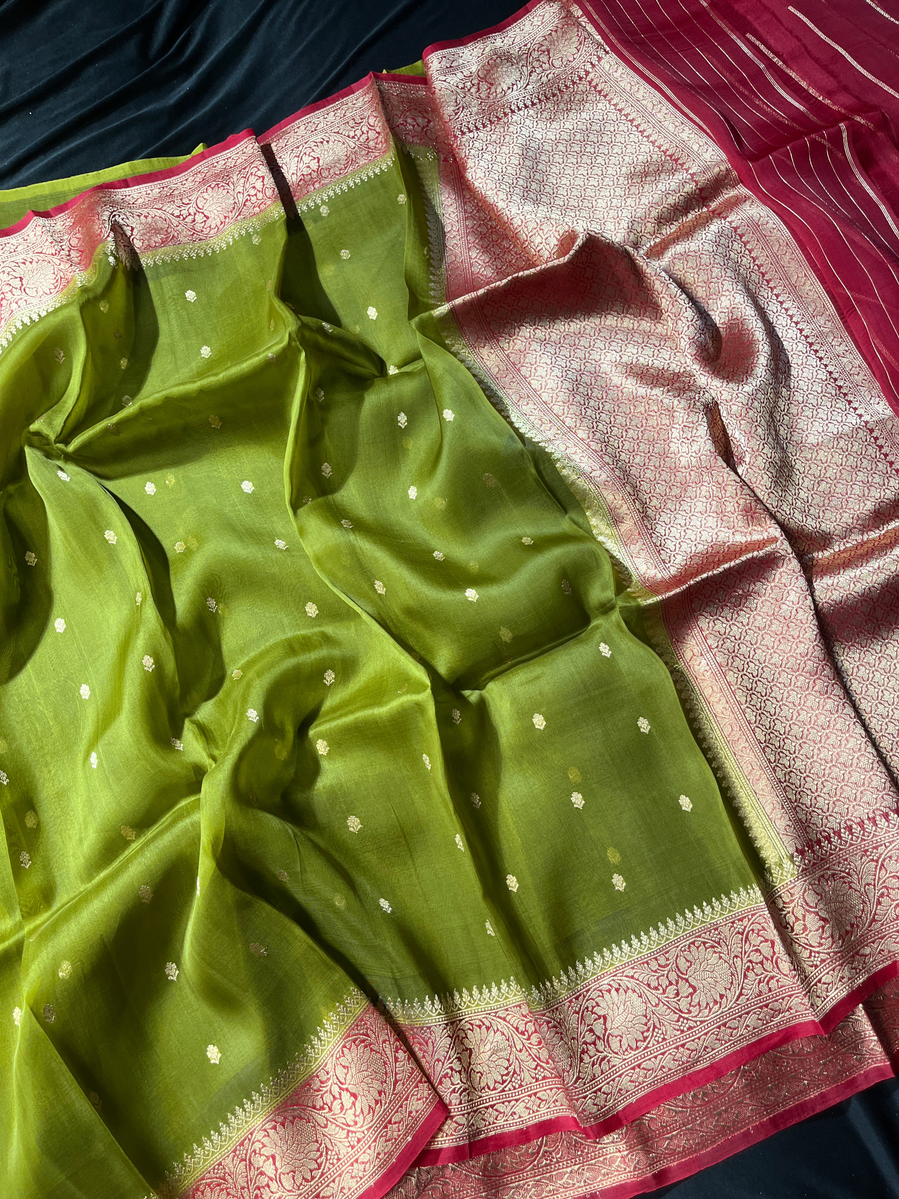 Pure Handloom Orgaza Silk Kadua weave Saree