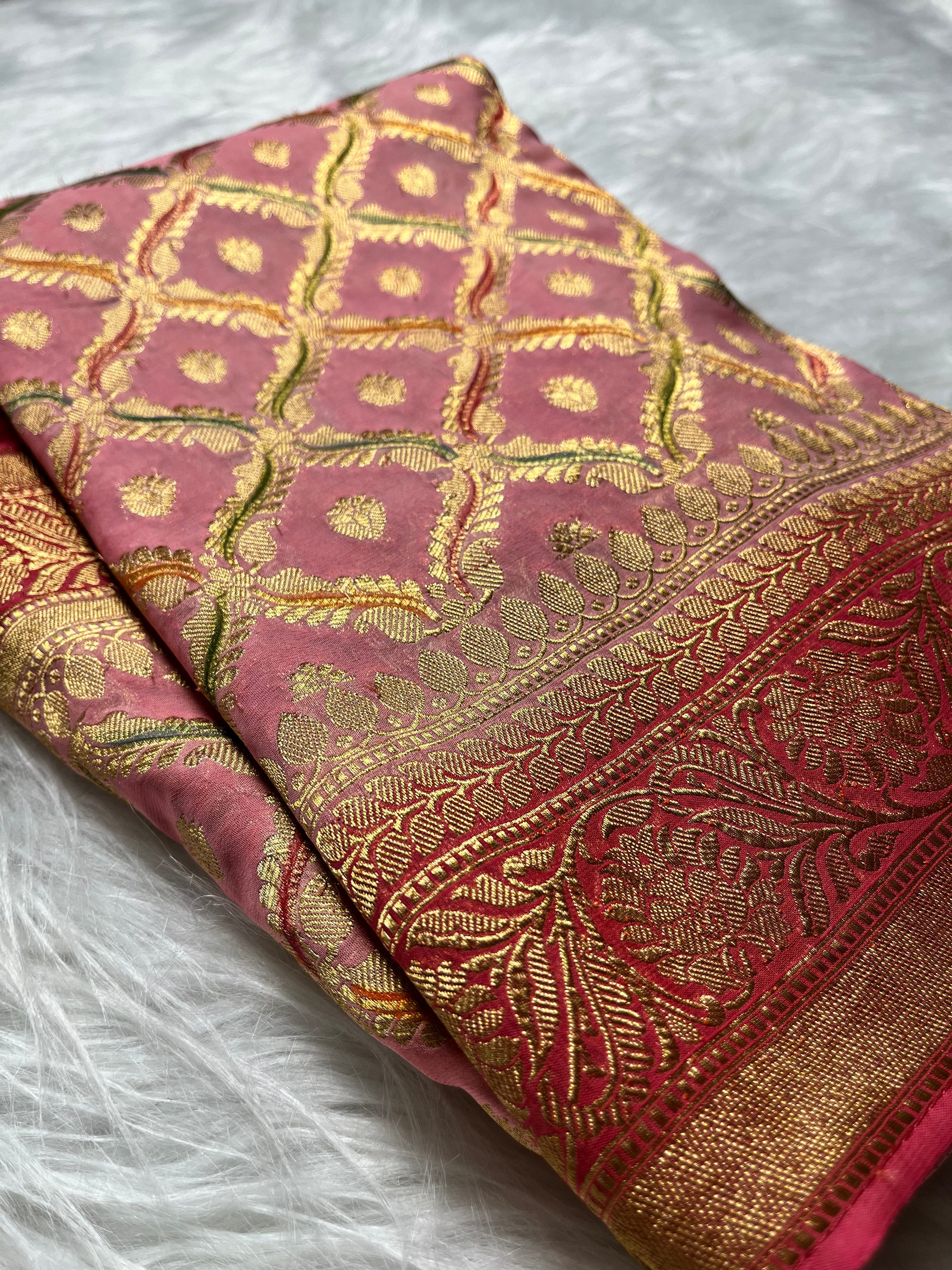 Teal green rangkart Khaddi Georgette Banarasi saree KHD-003-GRN