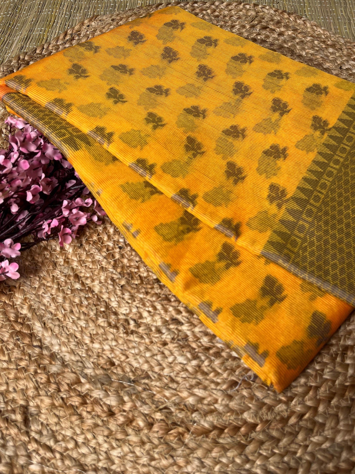 Banarasi Yellow Cotton Net Saree