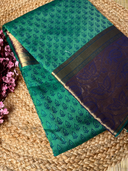 Banarasi Green Cotton Buti Saree