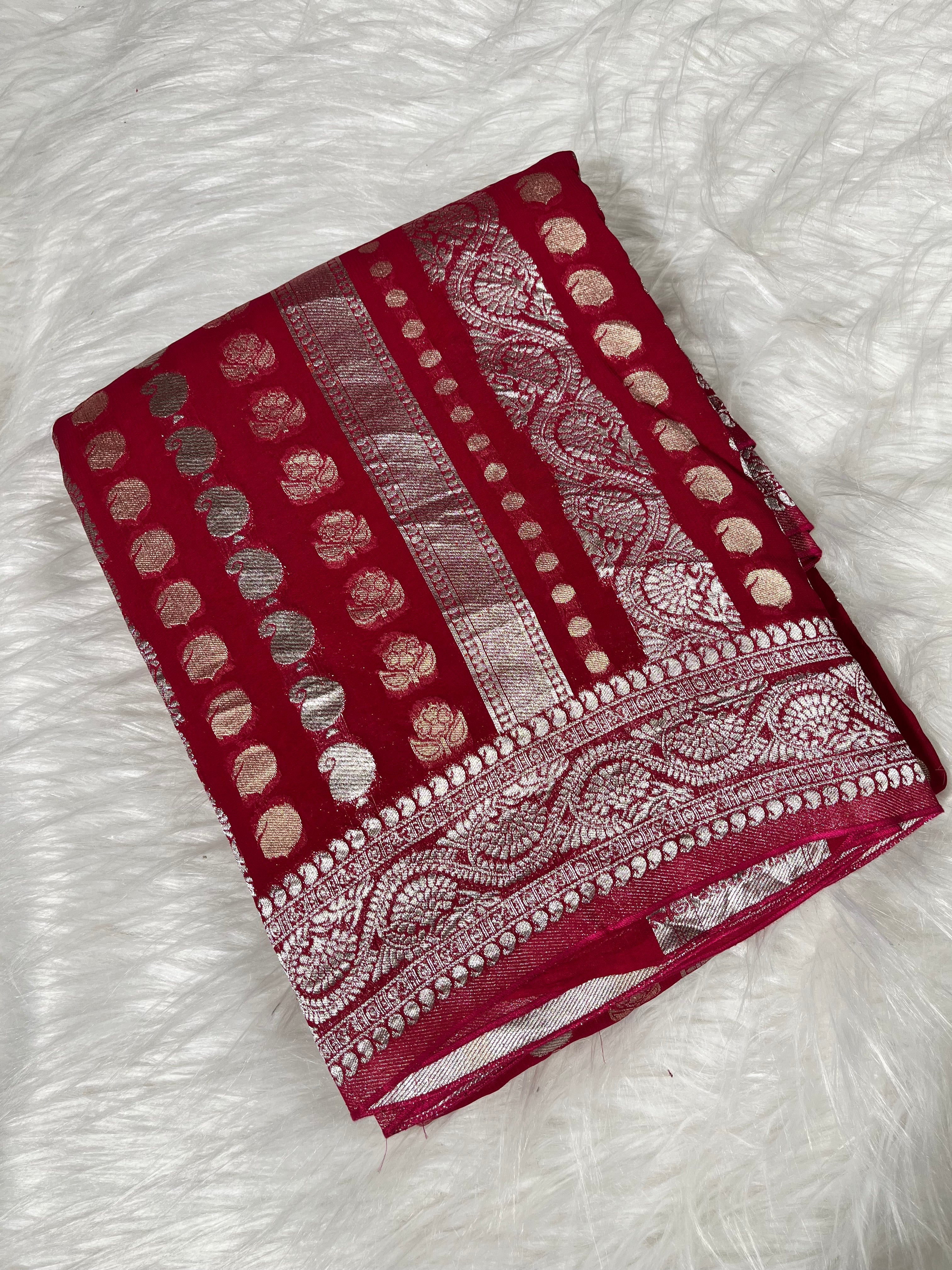 Red Georgette Saree KHD-001-RED