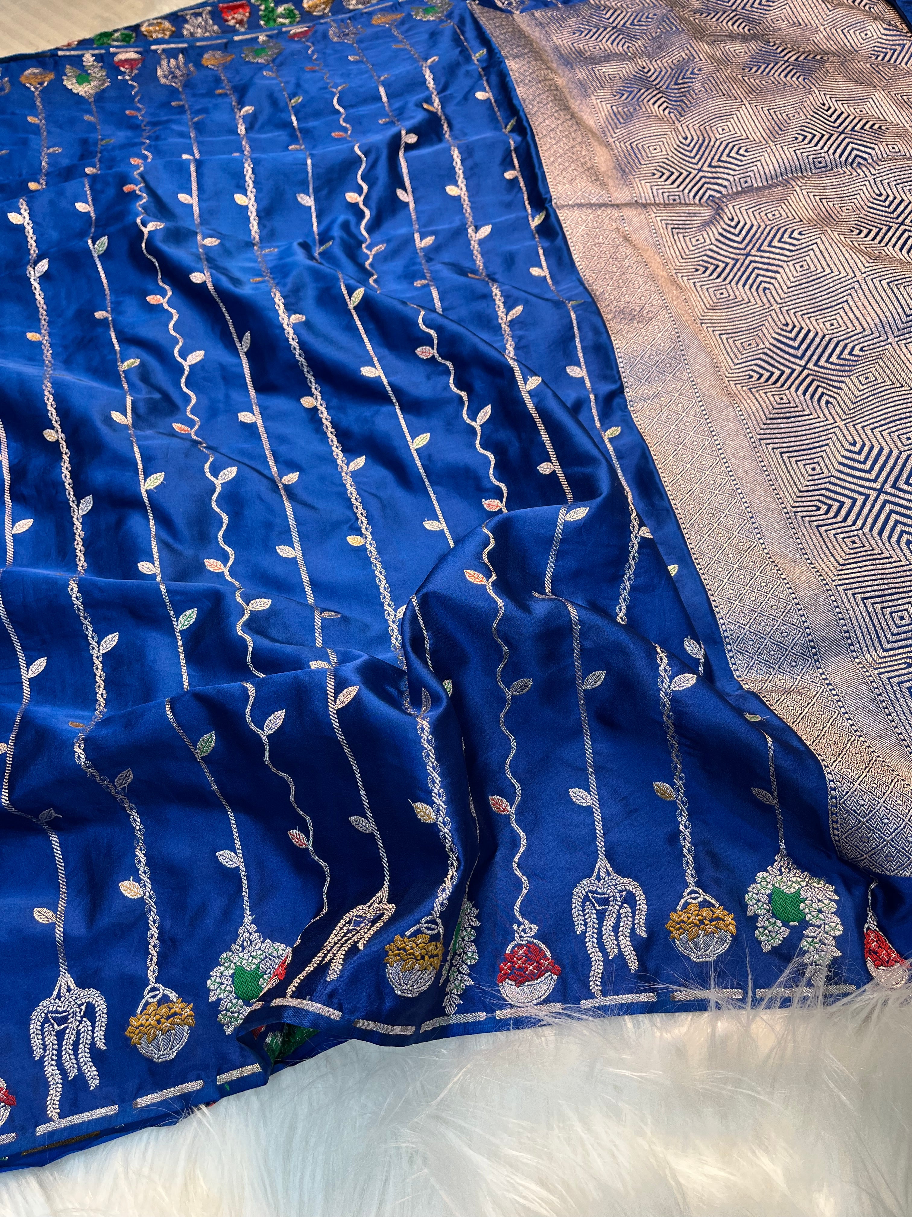 Mashru Satin stripe pattern meenakari saree MSS-005-RB