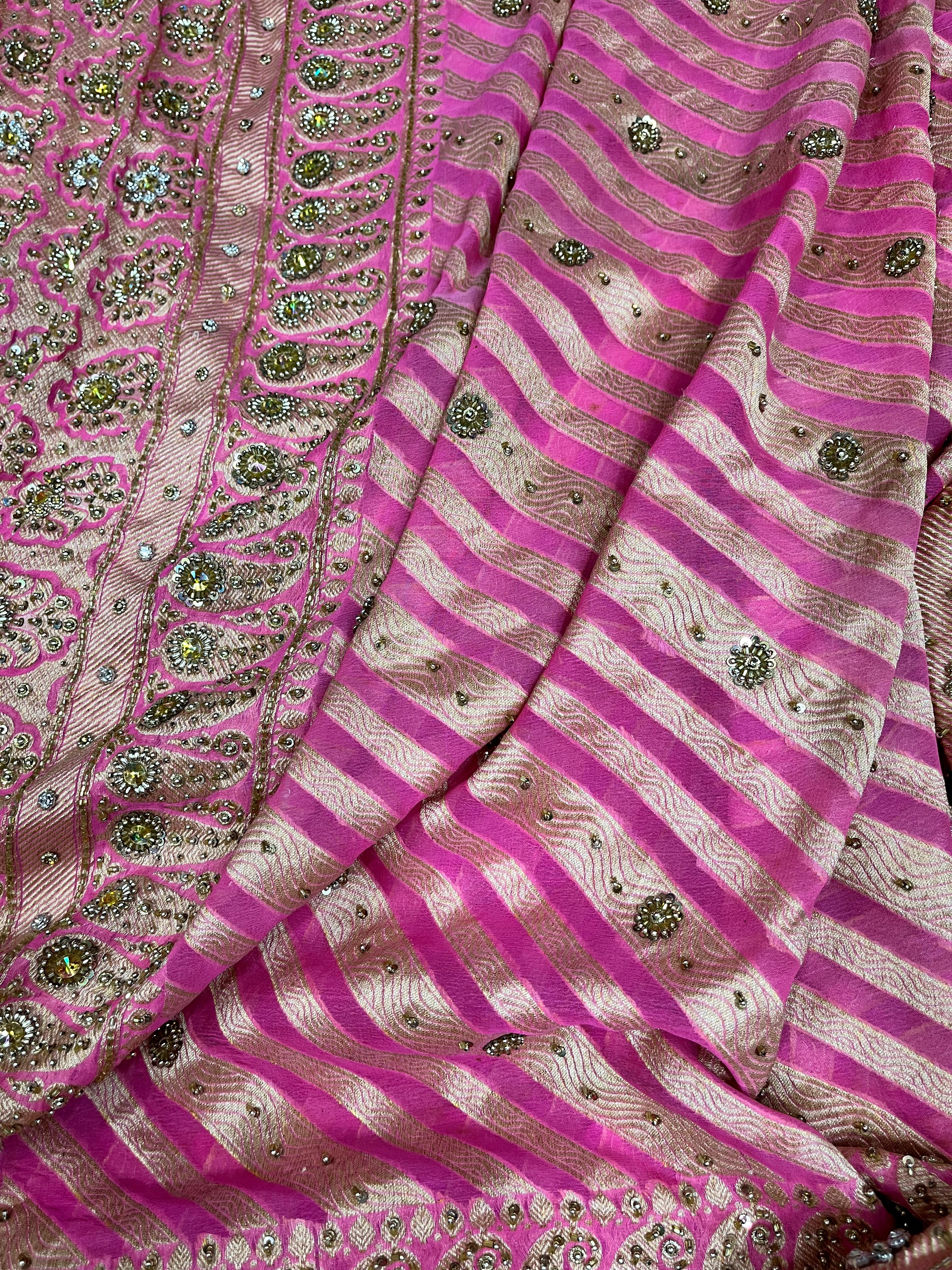 Pure Rani Khaddi Chiffon Heavy Work KHD-001-PINK