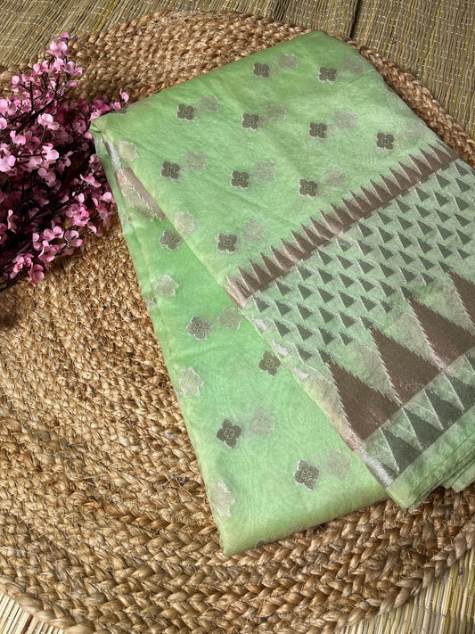 Banarasi Lime Green Organza Saree