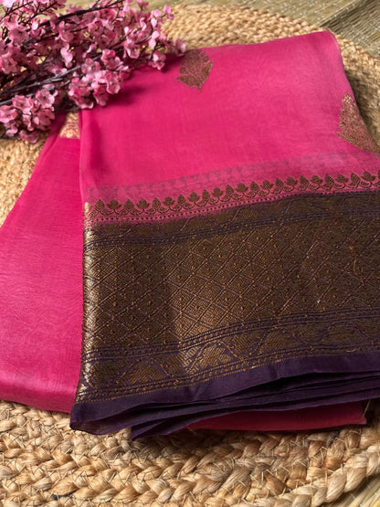 Banarasi Pink Organza Antique Zari Saree