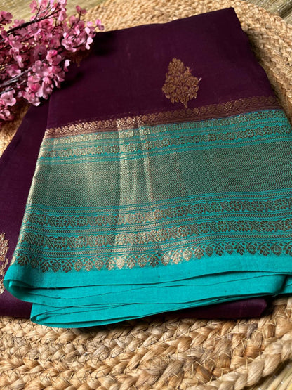 Banarasi Wine Organza Saree Contrast Border