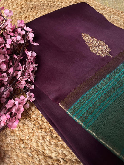 Banarasi Wine Organza Saree Contrast Border