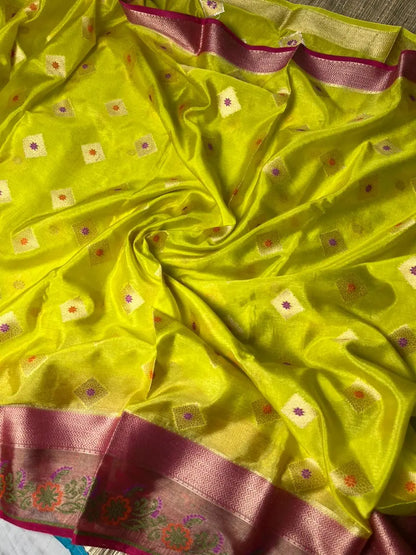 Banarasi Palm Silk Meena Diamond Boota