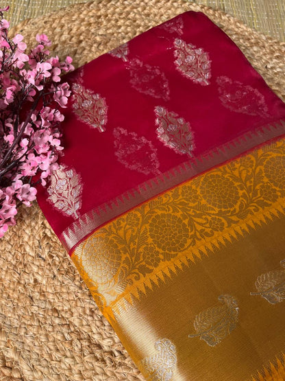 Banarasi Red Palm Silk Saree