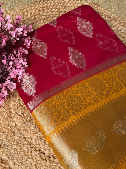 Banarasi Red Palm Silk Saree