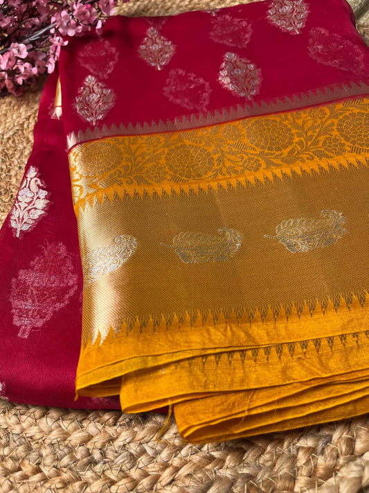 Banarasi Red Palm Silk Saree