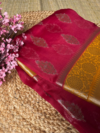 Banarasi Red Palm Silk Saree