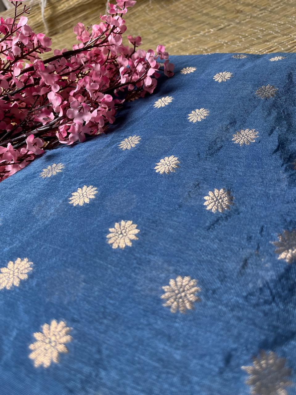 Banarasi Blue Palm Silk Saree