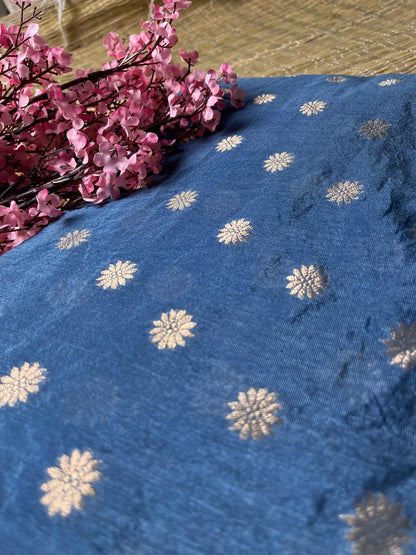 Banarasi Blue Palm Silk Saree