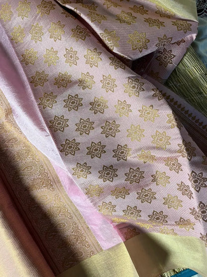 Banarasi Cotton Saree Pink Shade Boota