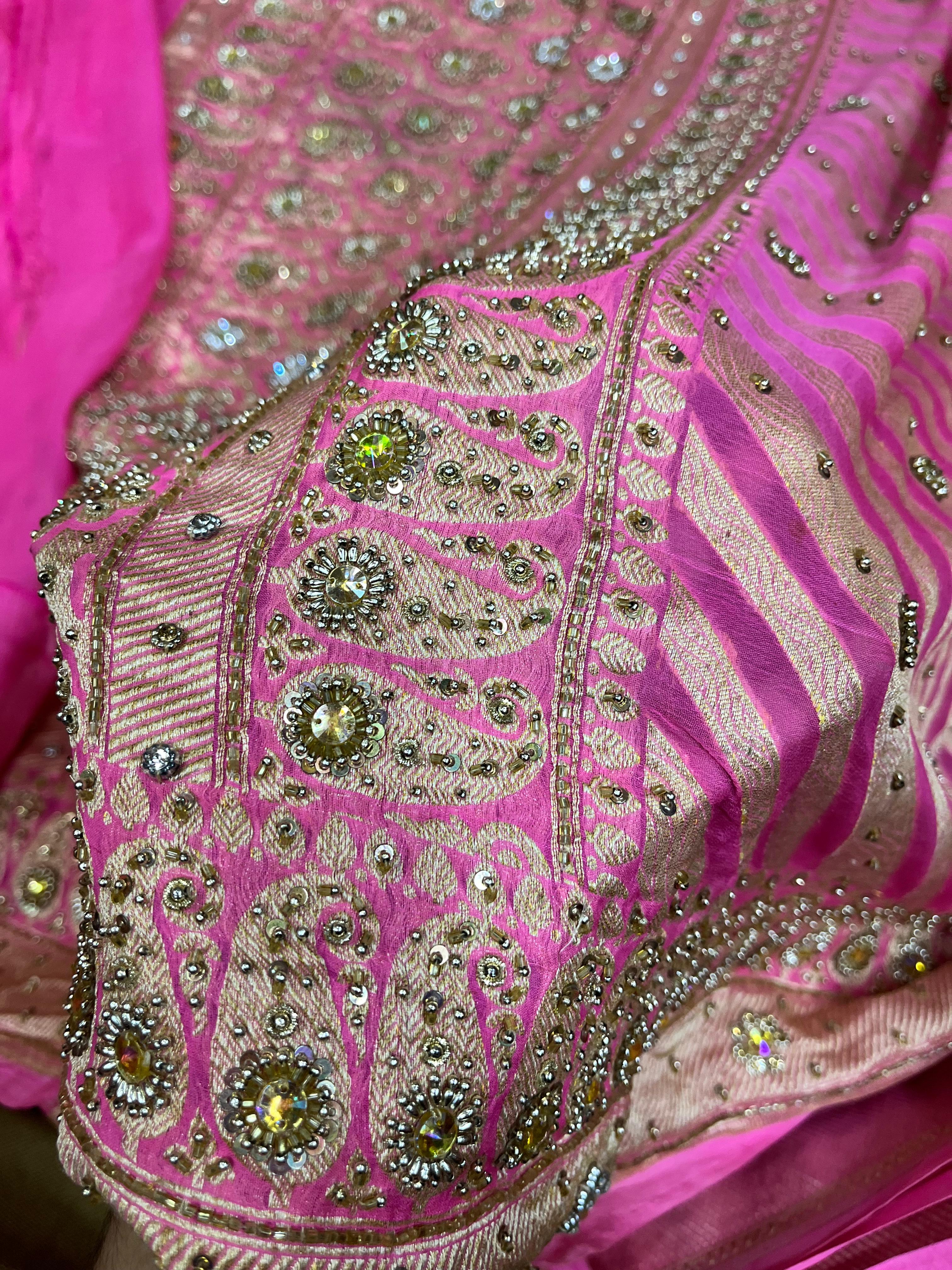 Pure Rani Khaddi Chiffon Heavy Work KHD-001-PINK