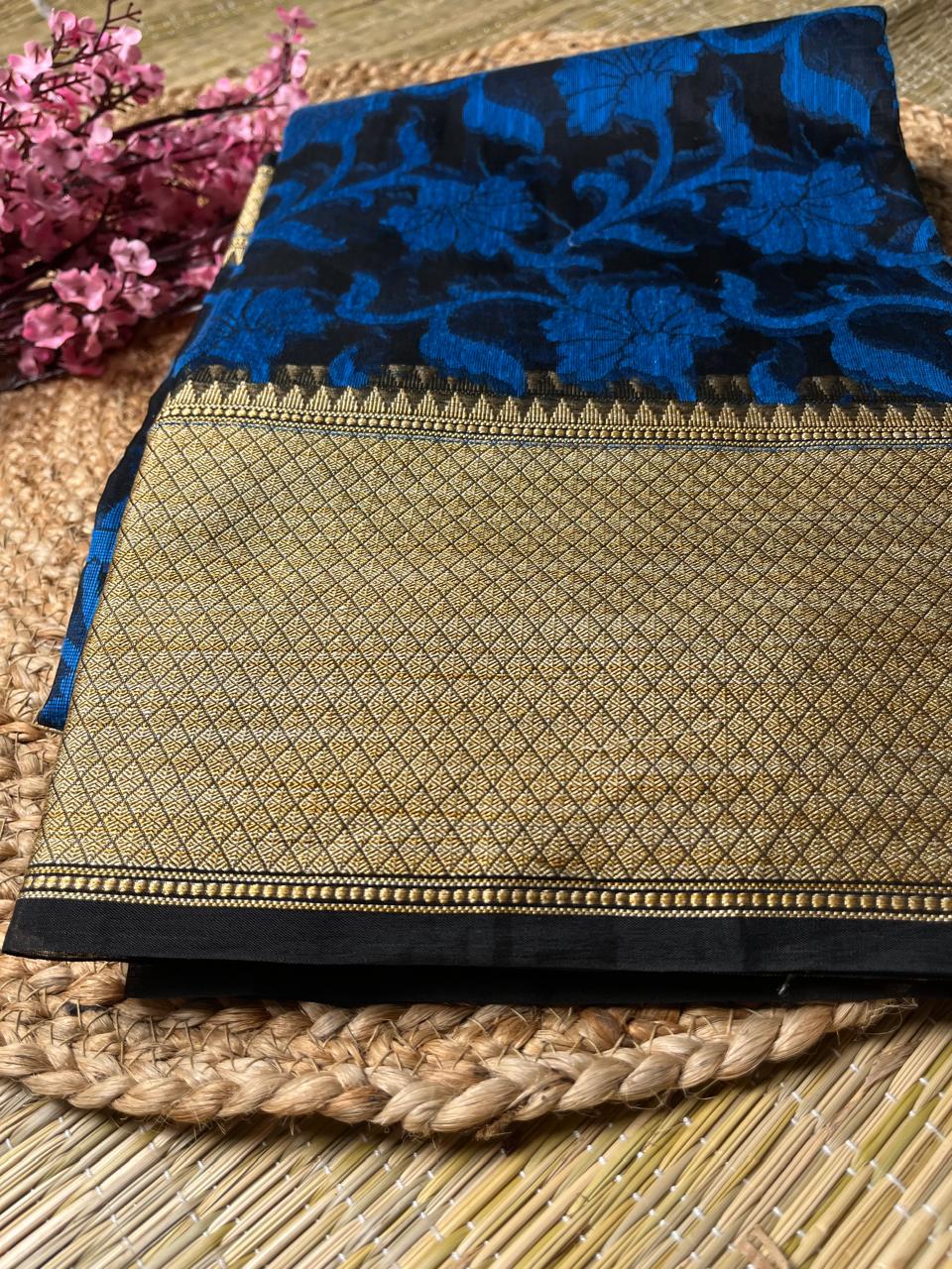 Banarasi Red Cotton Saree Jaal