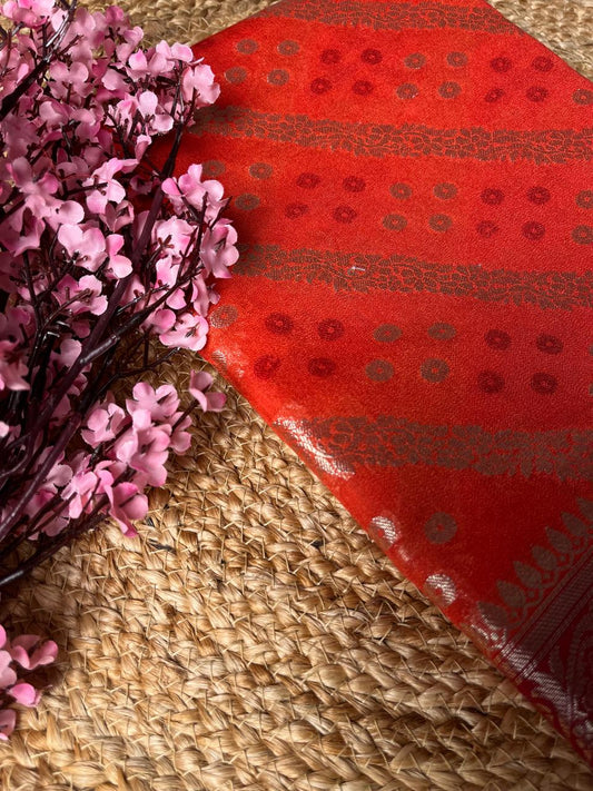 Banarasi Navy Blue Organza Lehriya Saree