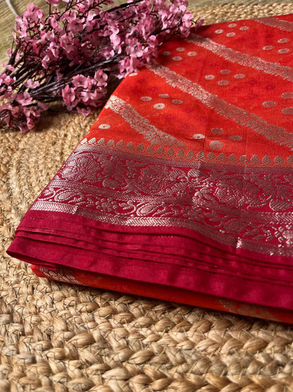 Banarasi Navy Blue Organza Lehriya Saree