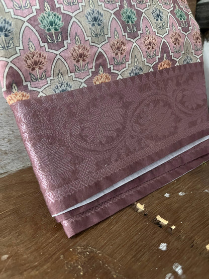 Banarasi Pink Cotton Digital Print Saree