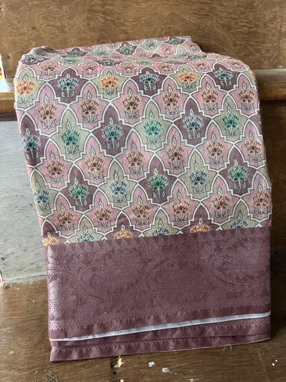 Banarasi Pink Cotton Digital Print Saree