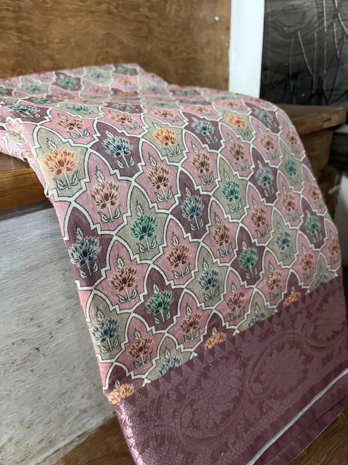 Banarasi Pink Cotton Digital Print Saree